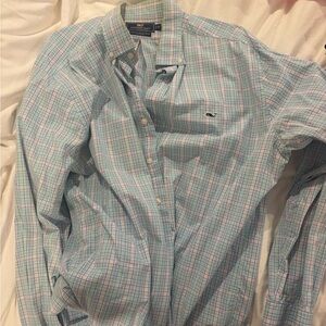 Vineyard Vines Men's Plaid Button-Down Shirt - Light Blue & Pink